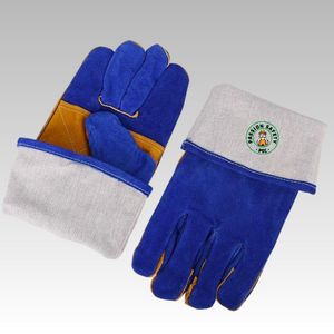 PPE Heat Resistant Leather Welding Gloves 35cm Industrial Safety Gloves