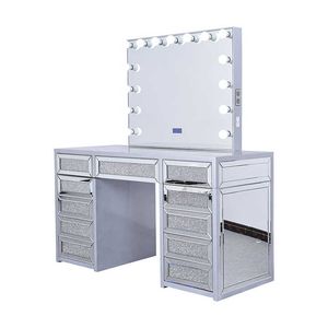 Modern Bedroom Furniture Makeup Desk Unique Design Make up Table Station Hollywood Vanity Dresser with LED Mirror