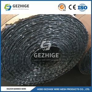 Gezhige Galvanized Barbed Wire Manufacturers 3 Strands Steel Wire Razor Barbed Wire Fence China 7.5mm Stab Distance Razor Barbed Wire
