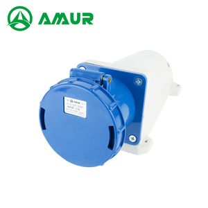 3 Phase Female Wall Socket 220-250V 63A IP67 New Blue Industrial Plug