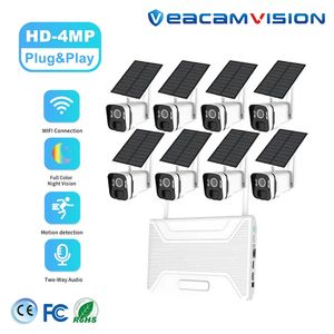 4MP Built-in 21700 Battery Full Color Night Vision Wireless 8CH Solar WiFi Camera and NVR Kits