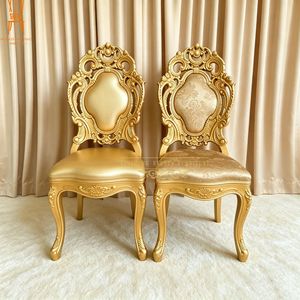 Gold Carved PP Frame Wedding Banquet Chairs Luxury European Hollow Back Event Chair for Wedding Hotel Restaurant Party