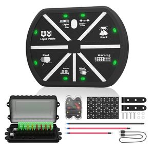 8 Gang Switch Panel Automotive Remote Wireless Control Panel Waterproof on-off Green LED Switch with Universal Circuit Control Relay System Box for Car Truck Bo