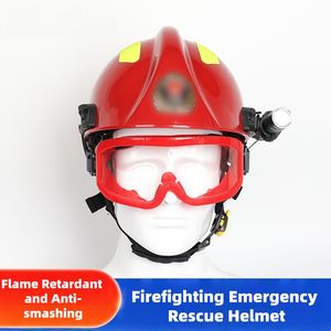 Firefighter Rescue Helmet with Goggles & Flashlight Fire Safety Helmet