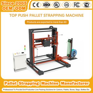 Rotary Arm Wrap on Line Fully Automatic Pallet Wrapping Machine Pallet Wrapper Horizontal Stretch Top Press/Push Strapping Machine