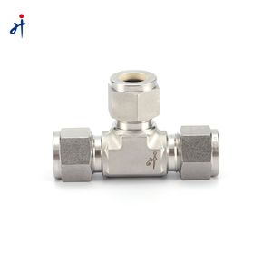 Instrument Double Ferrule Compression Connectors Stainless Steel 316 Equal Tee Tube Fitting