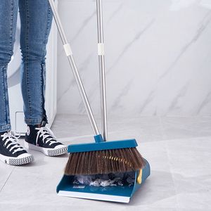 2026 New Modern Soft Bristles Rust Removal Steel Rotating Broom Plastic Brush Floor Cleaning Broom and Dustpan Set