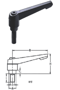 Indexed Clamping Lever with Threaded Stud, Female Handle