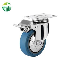Stainless Steel Medium Duty TPR Swivel Casters with Brake for Furniture, Carts and Trolleys
