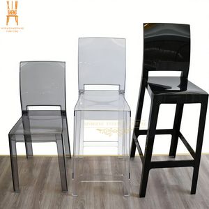 Acrylic Bar Stool with Backrest Modern Design Durable PC Plastic Chair for Kitchen Bar Cafe Dining Restaurant Event Wedding