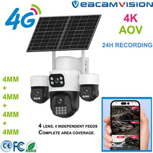 New 4G Solar Aov 4K 4-Lens PTZ Ai Smart 24/7 Recording Surveillance Outdoor Mini Digital WiFi Video Security CCTV Camera with Hikvision Dahua IP Drone Wholesale