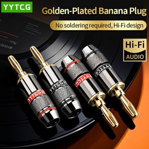 6mm 24K Gold Plated Male Banana Plugs Audio Connector for Hi-Fi Speaker/Amplifier Connectors