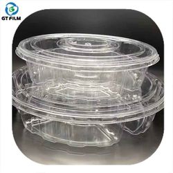 Disposable Round 5 Compartments Transparent Container Food Plastic Box for Pet Vegetables Tray with Lid