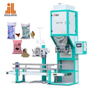 PLC Touch Screen Feed Packaging Machine Semi Auto for Chicken Duck Fish Pig Cattle 25kg 50kg Pellet Powder Granules