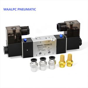 Airtac 4V220 1/4'' 1/8''pneumatic Control Element 5/2way Valve Internal Polit Type Pneumatic Solenoid Valve with Double Coil DC24V AC220V