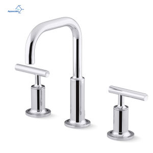 China Manufacturer 3 Holes Cupc Brass Body Widespread 8 Inch Chrome Bathroom Sink Faucet Basin Tap
