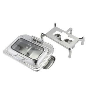 Daosheng 9L Silver Gold Rectangular Chafing Dish Stainless Steel Catering Food Warmer