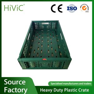 Plastic Foldable Nestable Stackable Fruit Vegetable Crate for Supermarket Storage and Display