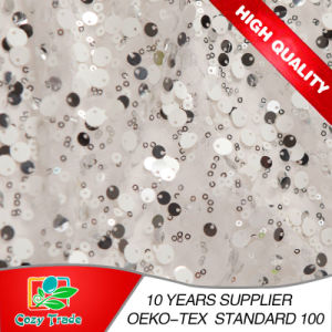 Polyester Mesh Embroidery with Different Size Colors of Sequins for Garments