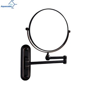 Aquacubic 2021 Hot Selling Double Sided Mirrorbrass Frame Wall Mounted Orb Foldable Bathroom Makeup Mirror