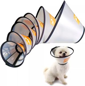 Leather Nylon LED Pattern Safe Neck Dog Cat Protective Leash Training Pet Recovery Collars Elizabethan Collar