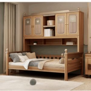 Solid Pine Wooden Bunk Bed with Safety Guardrail for Kids Bedroom Furniture