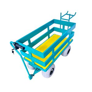 Outdoor Electric Beach Cart with Big Balloon Wheels for Sand Heavy Duty 4 Wheels Mesh Platform Cargo Beach Hand Cart Trolley