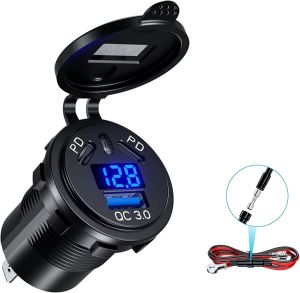 New Arrival 12V/24V Car USB Charger 3ports with Voltmeter and on-off Switch 2pd Port+1QC3.0 for Car Boat Marine RV Golf Truck