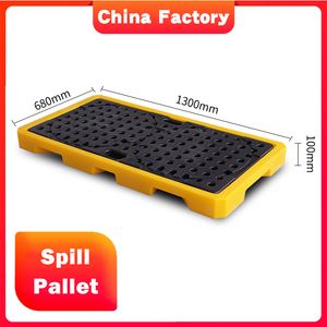 Spill Containment Tray Anti-Leakage 2 Drum Spill Containment Pallet with Drain for Waster Oil Storage