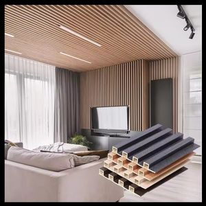 WPC PVC Wall Panel Wooden Grain Fluted Panel WPC Outdoor