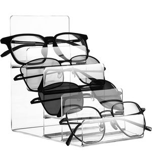 Acrylic Wallet Display Stand Glasses Mask Transparent Step Storage Shelf Customizable