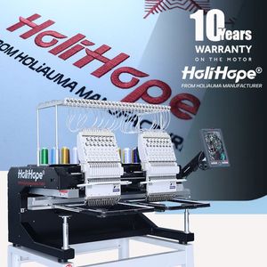 10 Years Warranty! China Supplier 2 Head Cap Flat Computerized Embroidery Machine Price Similar to Tajima Embroidery Machine Holihope