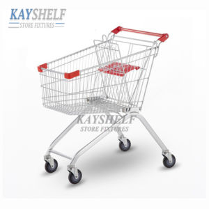 European Style Zinc Powder Coating Supermarket Shopping Trolley Cart