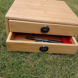 Portable and Stackable Desktop Bamboo Drawer Organizer for Storage, Bamboo Box for Storage