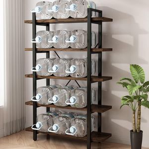 5-Tier Industrial Style Solid Wood Open Display Bookcase with Storage Shelf