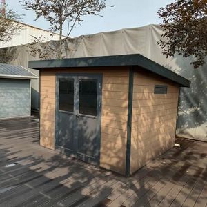Outdoor WPC Wood Plastic Wooden Storage Tool Garden Shed with Base