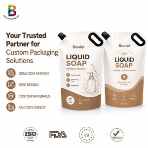 Custom Printed Liquid Soap Refill Corner Spout Pouch, Stand up Doypack Bag for Lotion, Shampoo, Laundry Detergent