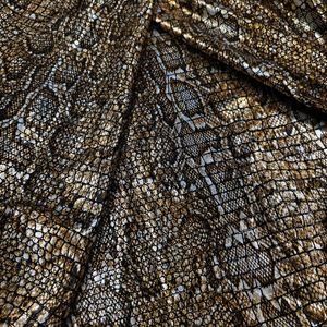 Small Batch Customized Polyester Spandex 4-Way Stretch Snake-Patterned Jacquard Hot Gold Fashion Short Skirt and Pants Swimsuit Fabric
