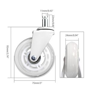 3 Inch Efficient White Soft Transparent Furniture Castor 5 Piece Set Chaire Casters Wheels