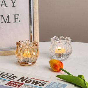 French Tulip Glass Festive Tabletop Decor Glass Candle Jar