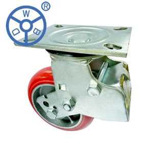 5" 6" 8" Wbd 8 Inch Spring Cast Iron Core PU Shock Absorbing Swivel Caster Wheels with Cover