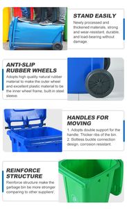 Cheap Durable Outdoor 120L / 240L / 360L Plastic Wheeled Garbage Bin / Trash Can /Dustbin with Cover