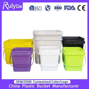 Wholesale PP Material Transparent Square Small White Paint Water Candy Popcorn Packing Car Wash Clear Food Grade 5 Gallon Plastic Bucket with Lids Handle Price
