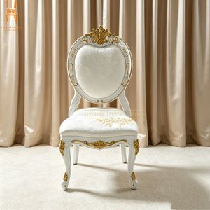 Luxury White Gold Carved Wedding PP Chair French Style Event Dining Chair for Wedding Hotel Party