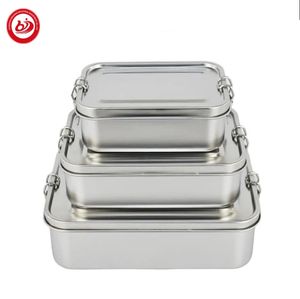 Rectangular Leakproof Stainless Steel Bento Lunch Box Storage Steel 304 Camping Lunch Box with Buckle