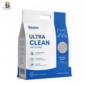 Custom Printed Heavy Duty Pet Food Bottom Gusset Stand up Bag 5kg 10kg Tofu Cat Litter Packaging Flat Bottom Pet Supply Pouch