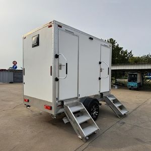 2 Person Outdoor Luxury Prefab Trailer Camping Mobile Toilet Street-Smart Restroom Trailer Movable Bathroom Unit Portable Container Toilet