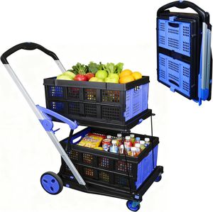 CE/En131 Folded Grocery Metal Basket Supermarket Trolley Shopping Cart with Good Service Jk-PS100