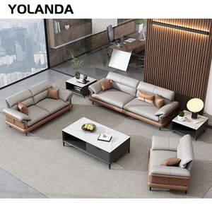 Yolanda Orange Wooden Modern Executive Designs Italian Style Office Furniture Leather Sofa Set Supplier