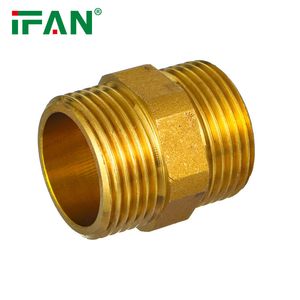 Ifan High Pressure Brass Plumbing Fittings 3/8''-2'' Brass Tube Fitting Equal Nipple Brass Fittings